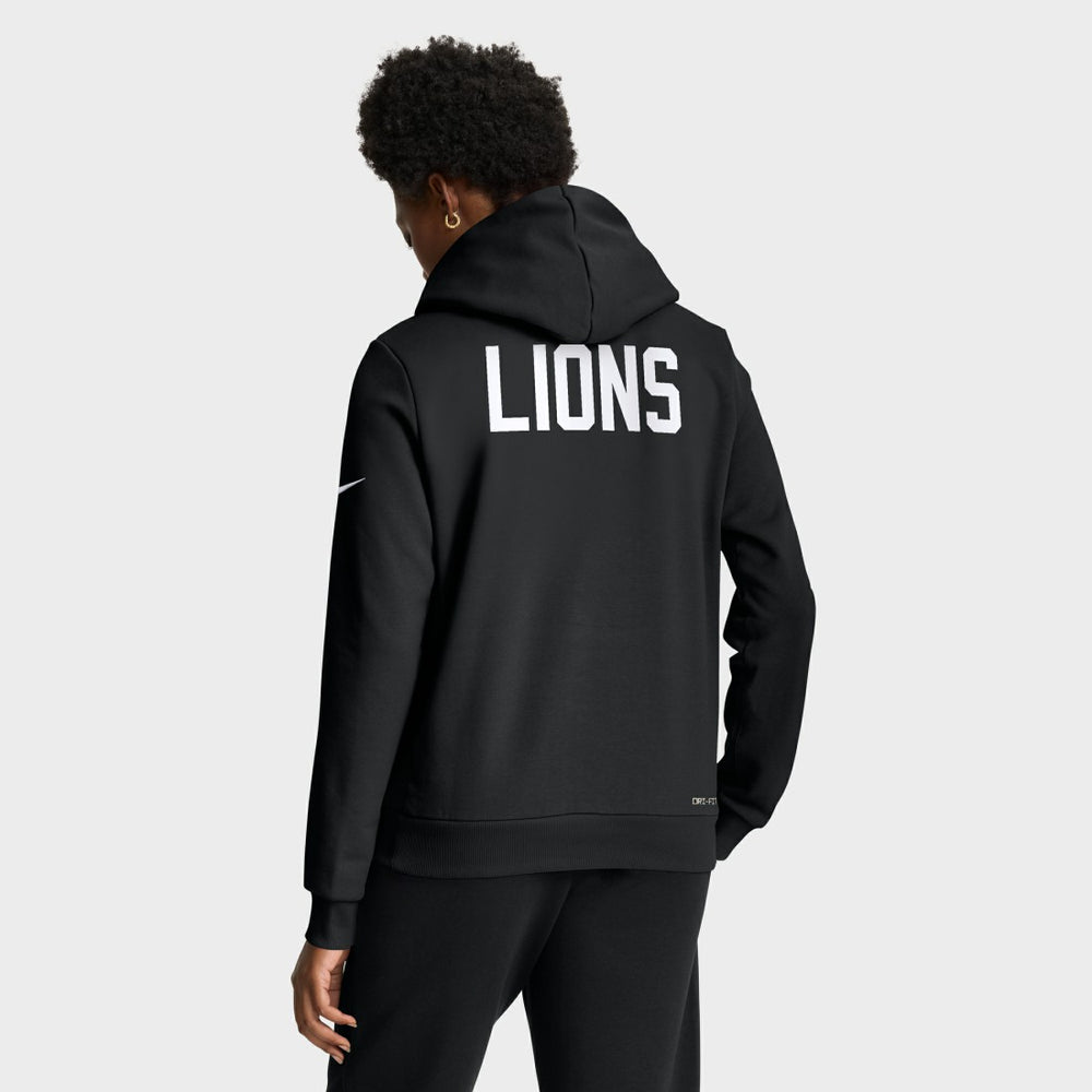 Detroit Lions Women's Throwback Sideline Standard Issue Dri-FIT Hoodie - Black Hoodies