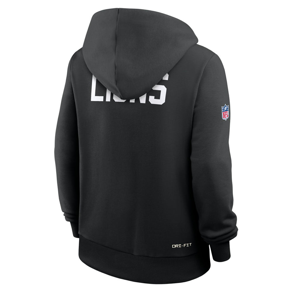 Detroit Lions Women's Throwback Sideline Standard Issue Dri-FIT Hoodie - Black Hoodies
