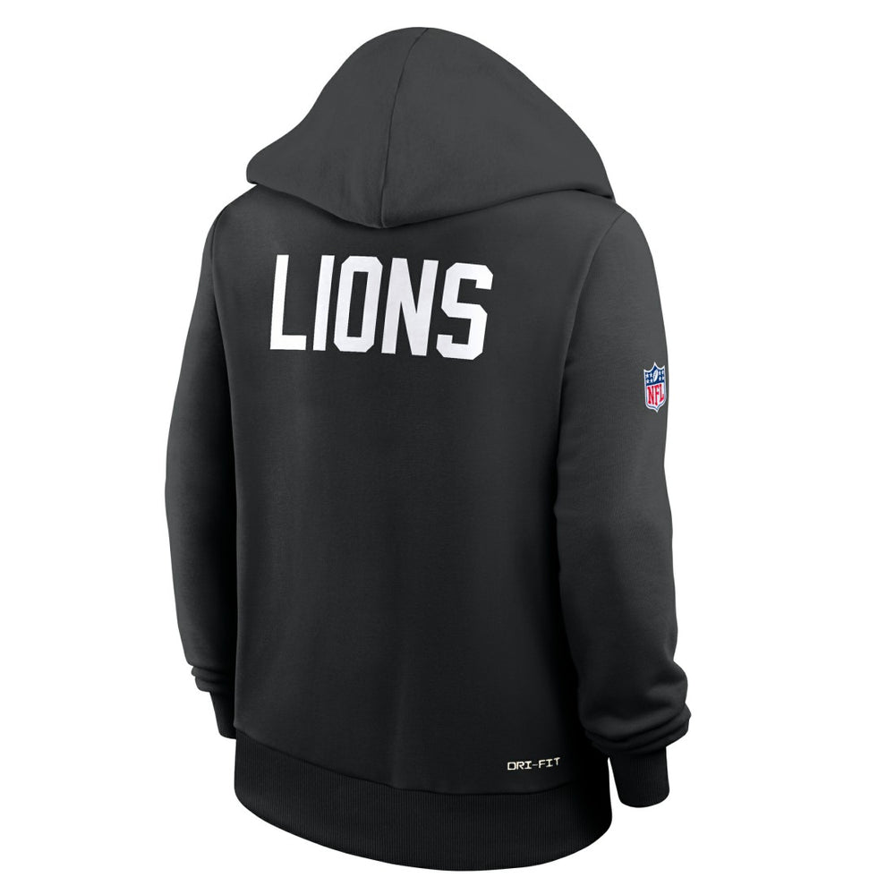 Detroit Lions Women's Throwback Sideline Standard Issue Dri-FIT Hoodie - Black Hoodies