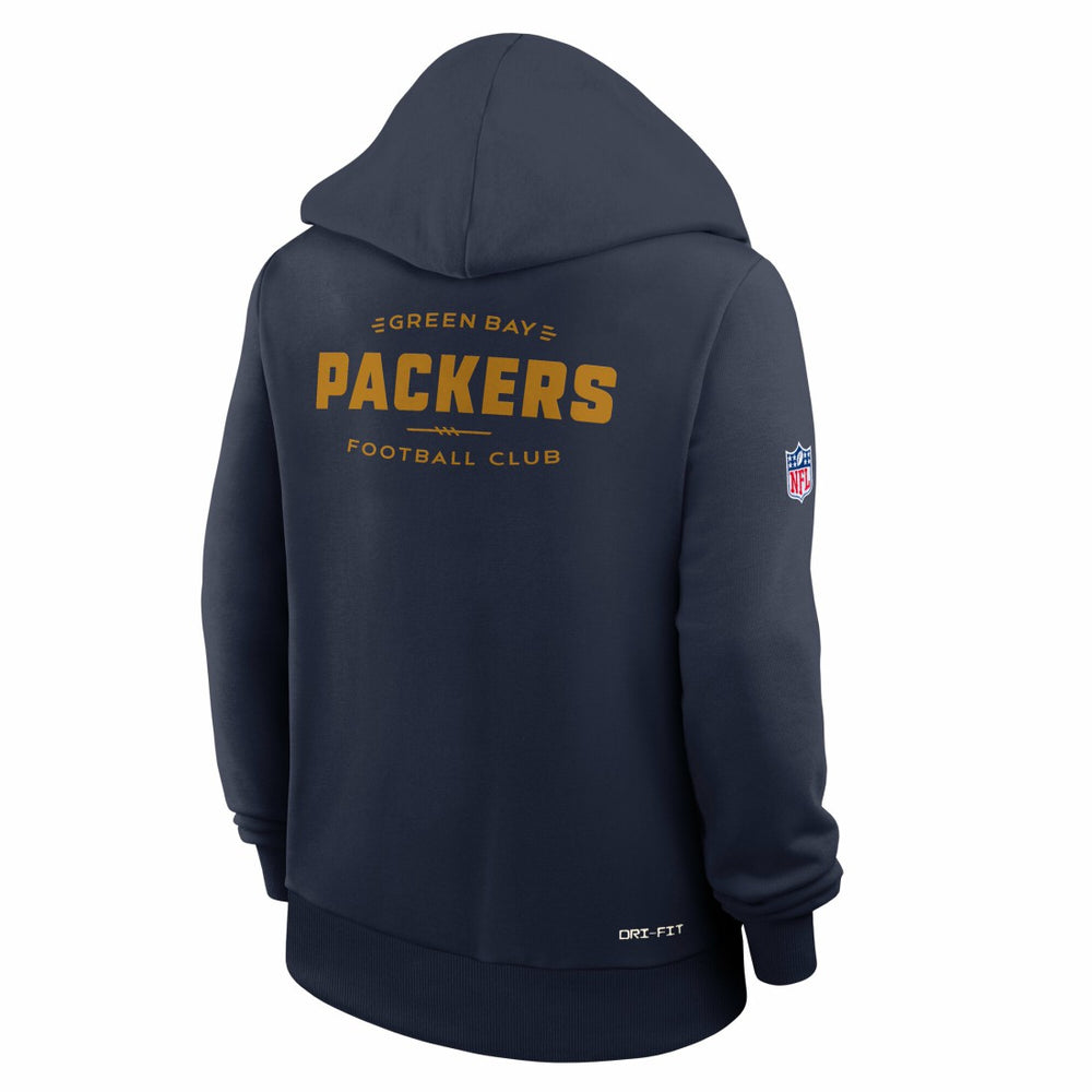 Green Bay Packers Women's Sideline Standard Issue Dri-FIT Hoodie - Navy Hoodies