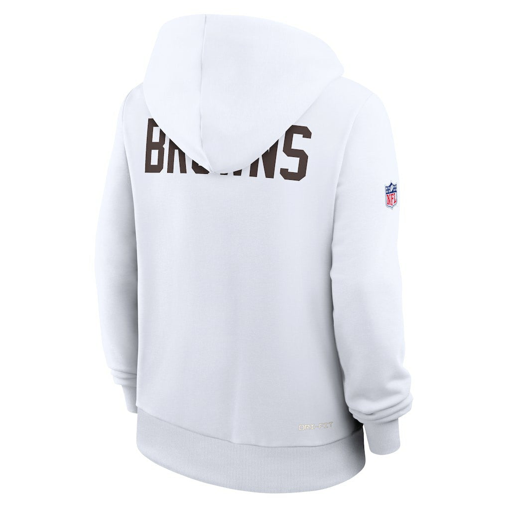 Cleveland Browns Women's Throwback Sideline Standard Issue Dri-FIT Hoodie - White Hoodies