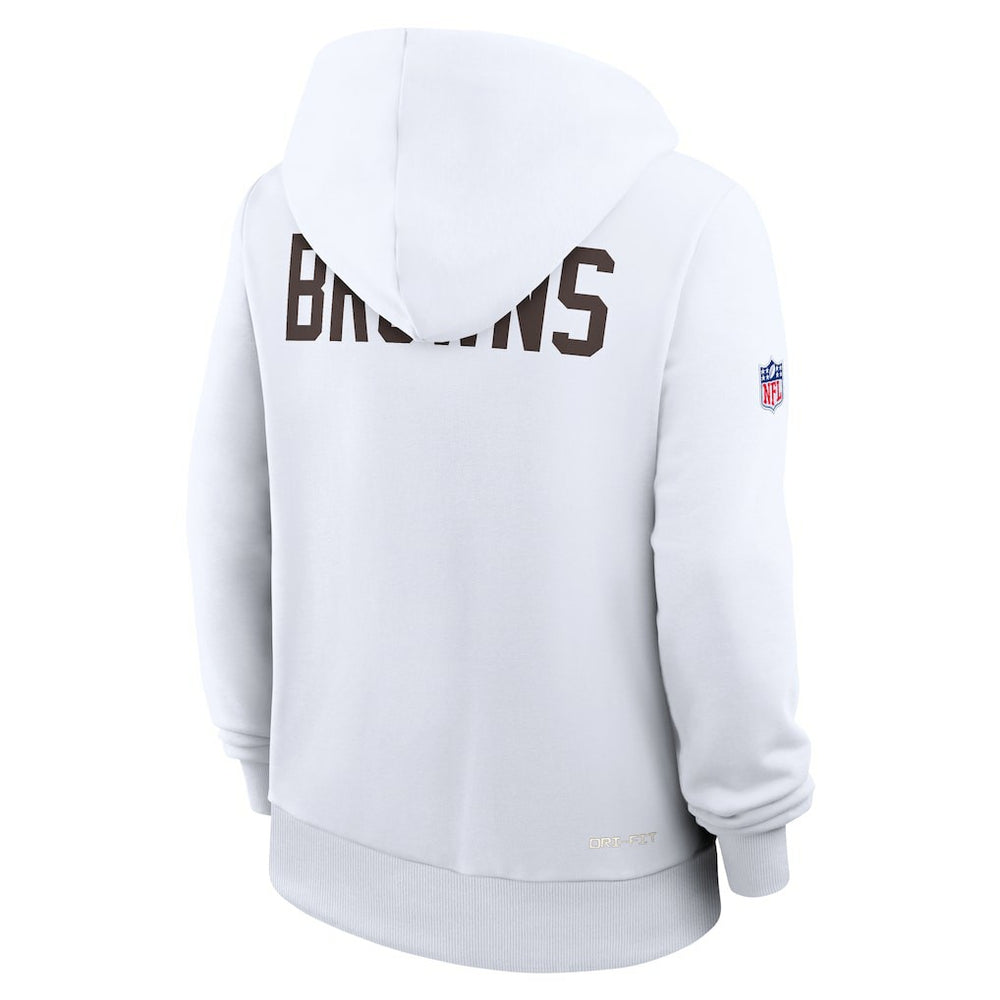 Cleveland Browns Women's Throwback Sideline Standard Issue Dri-FIT Hoodie - White Hoodies