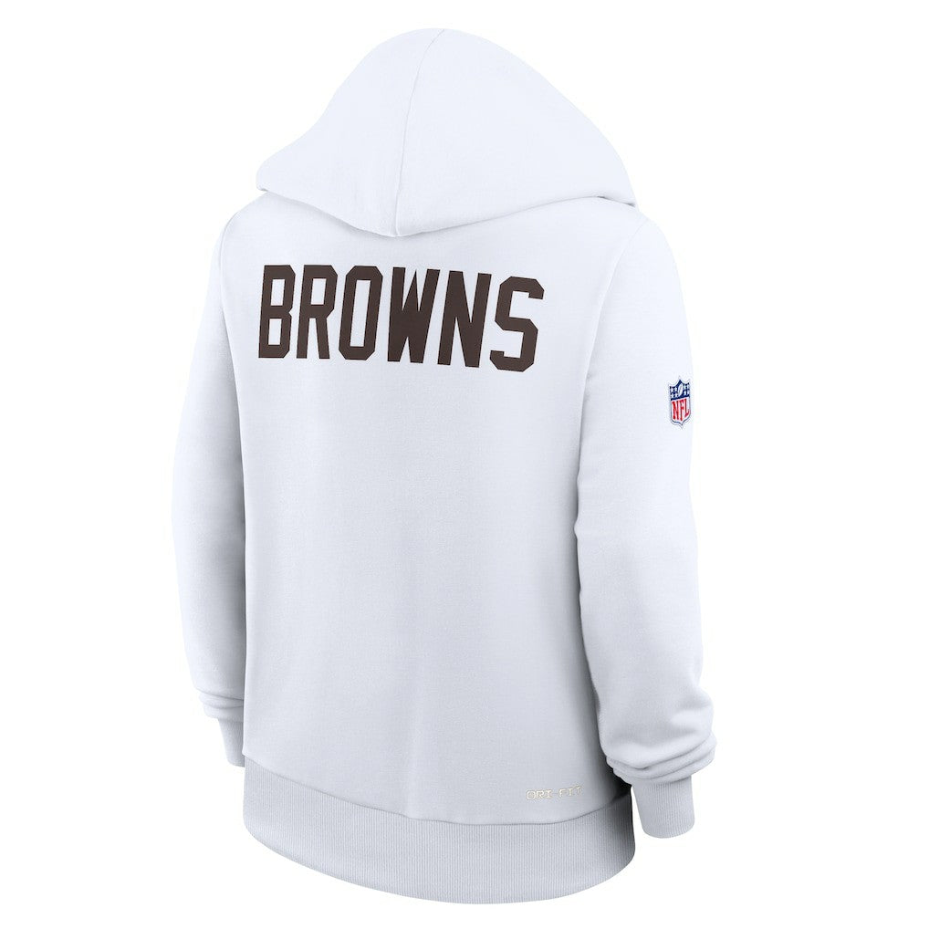 Cleveland Browns Women's Throwback Sideline Standard Issue Dri-FIT Hoodie - White Hoodies