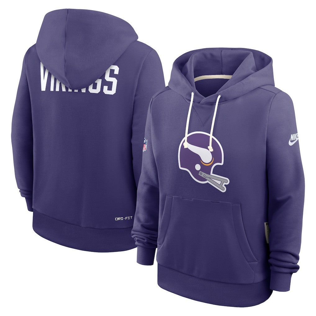 Minnesota Vikings Women's Throwback Sideline Standard Issue Dri-FIT Hoodie - Purple Hoodies