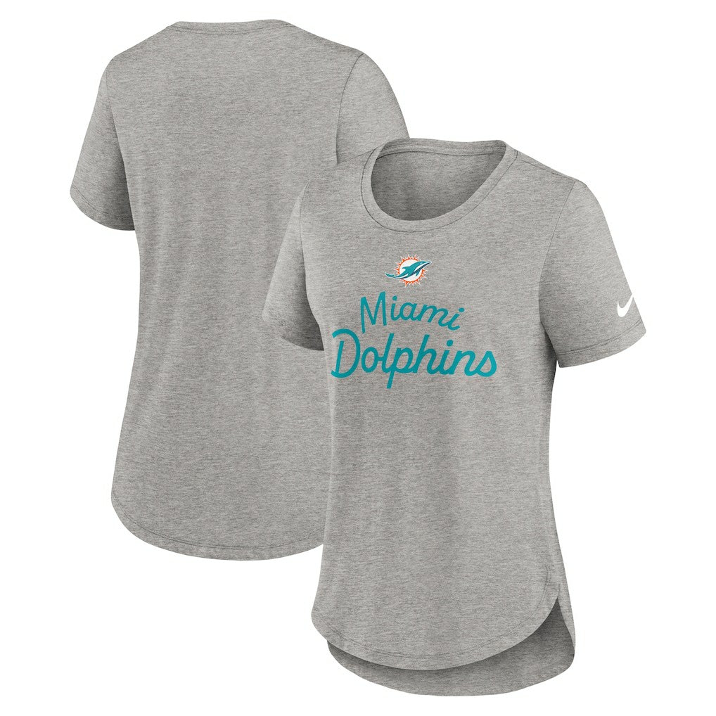 Miami Dolphins Women's Script Tri-Blend T-Shirt - Gray T-shirts