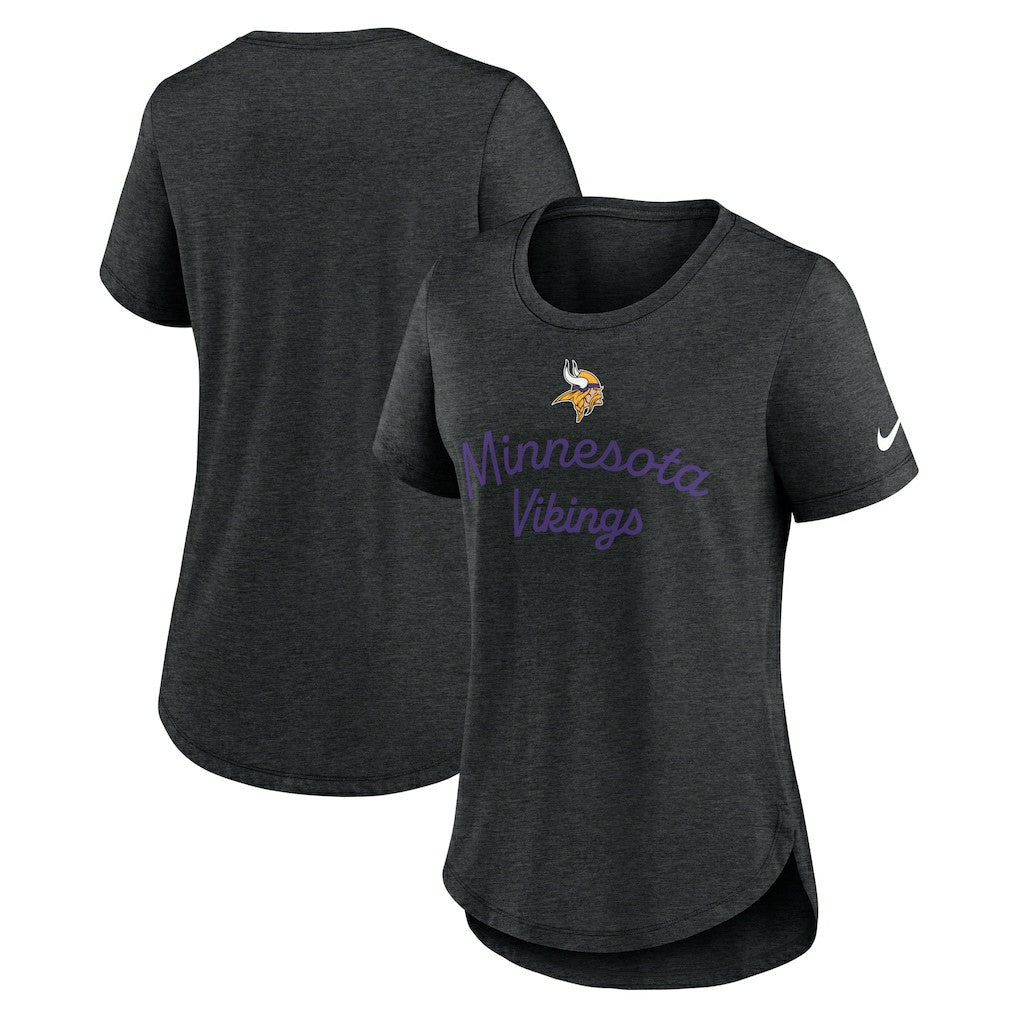 Minnesota Vikings Women's Script Tri-Blend T-Shirt - Black T-shirts