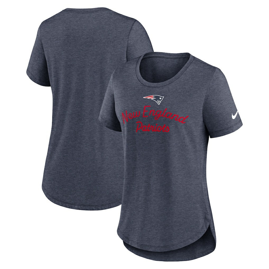 New England Patriots Women's Script Tri-Blend T-Shirt - Navy T-shirts
