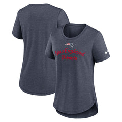 New England Patriots Women's Script Tri-Blend T-Shirt - Navy T-shirts