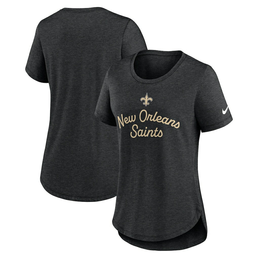 New Orleans Saints Women's Script Tri-Blend T-Shirt - Black T-shirts