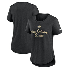 New Orleans Saints Women's Script Tri-Blend T-Shirt - Black T-shirts