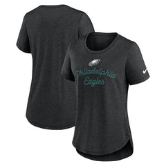 Philadelphia Eagles Women's Script Tri-Blend T-Shirt - Black T-shirts