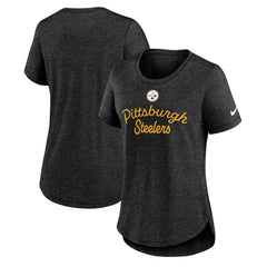Pittsburgh Steelers Women's Script Tri-Blend T-Shirt - Black T-shirts