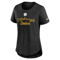 Pittsburgh Steelers Women's Script Tri-Blend T-Shirt - Black T-shirts