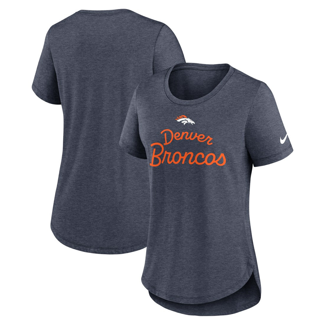 Denver Broncos Women's Script Tri-Blend T-Shirt - Navy T-shirts