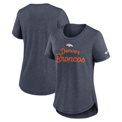 Denver Broncos Women's Script Tri-Blend T-Shirt - Navy T-shirts