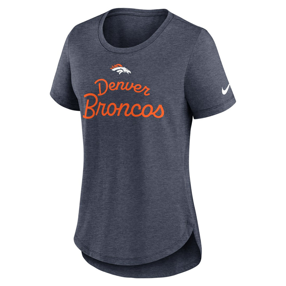 Denver Broncos Women's Script Tri-Blend T-Shirt - Navy T-shirts