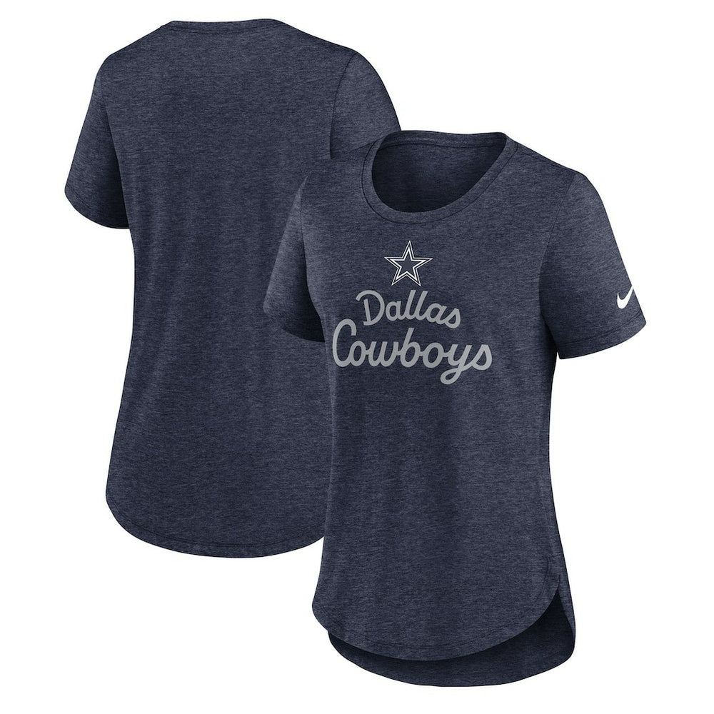 Dallas Cowboys Women's Script Tri-Blend T-Shirt - Heather Navy T-shirts