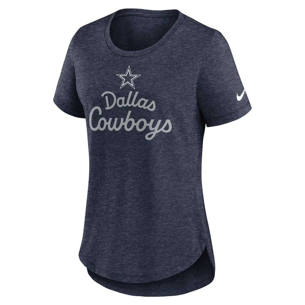 Dallas Cowboys Women's Script Tri-Blend T-Shirt - Heather Navy T-shirts