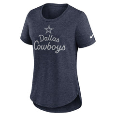 Dallas Cowboys Women's Script Tri-Blend T-Shirt - Heather Navy T-shirts