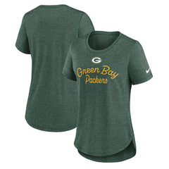 Green Bay Packers Women's Script Tri-Blend T-Shirt - Green T-shirts