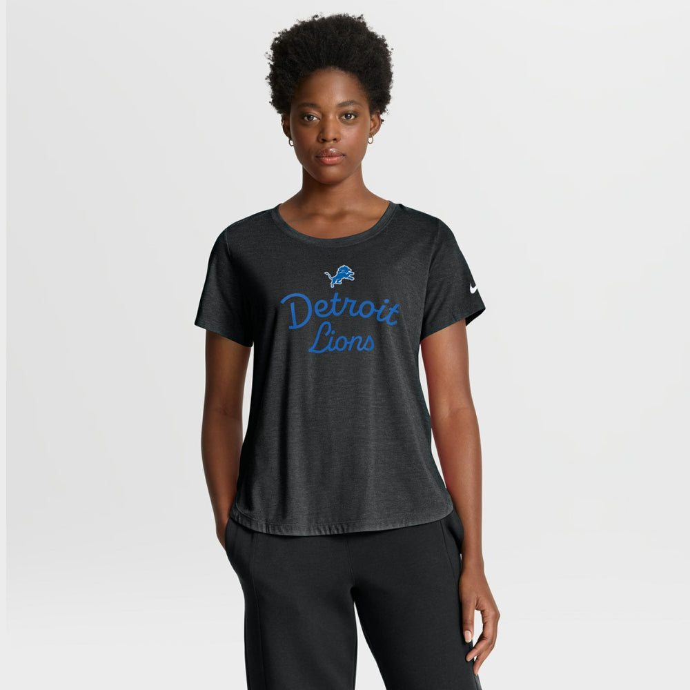 Detroit Lions Women's Script Tri-Blend T-Shirt - Black T-shirts