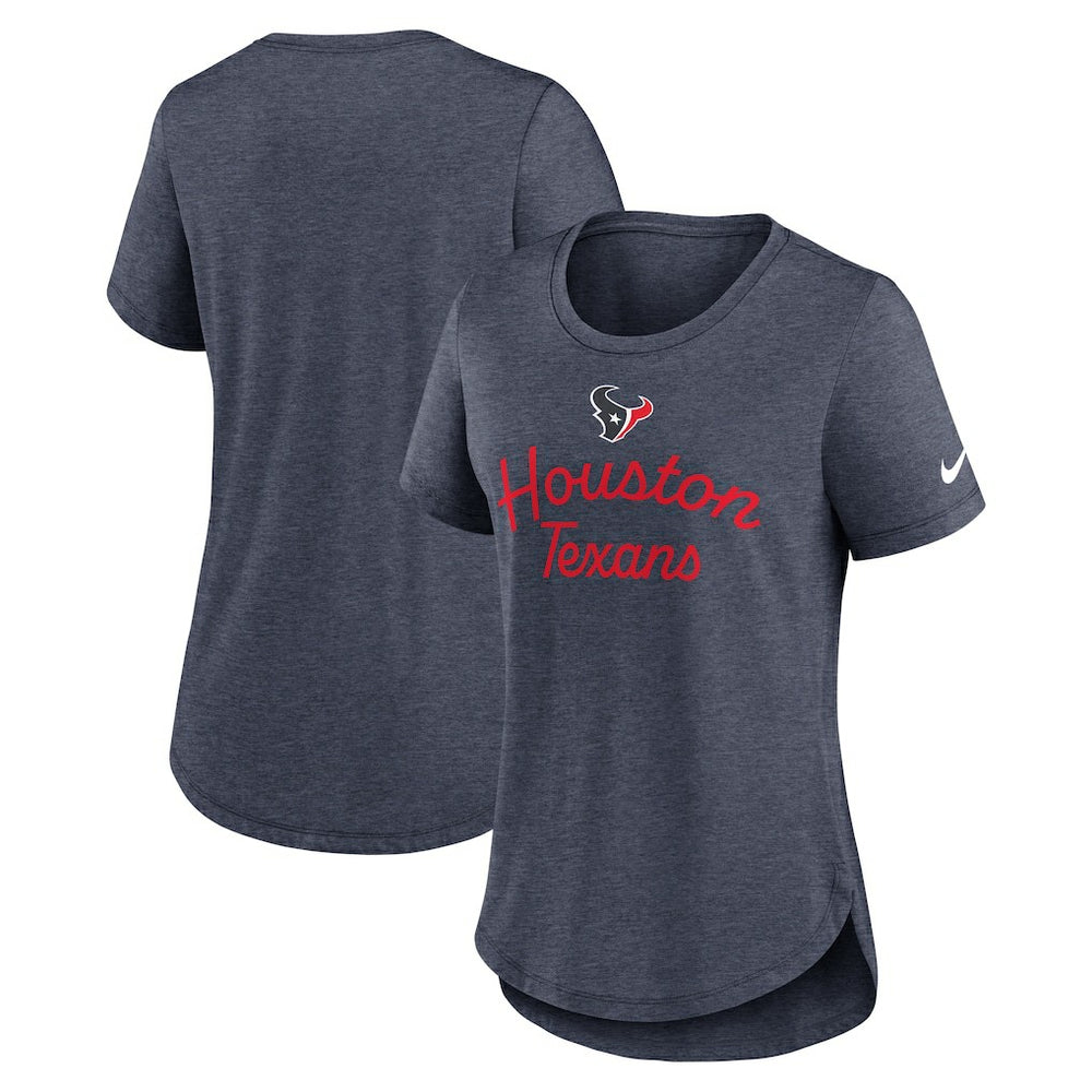 Houston Texans Women's Script Tri-Blend T-Shirt - Navy T-shirts