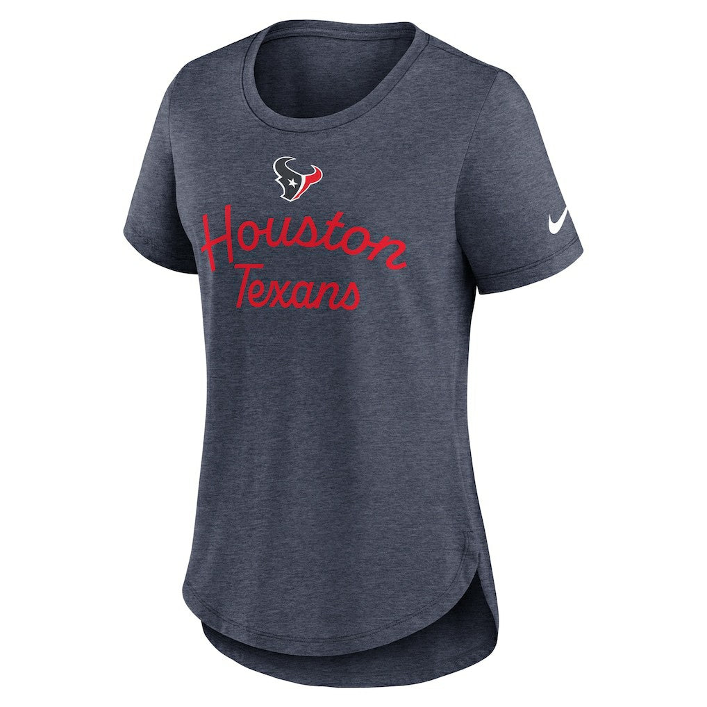 Houston Texans Women's Script Tri-Blend T-Shirt - Navy T-shirts