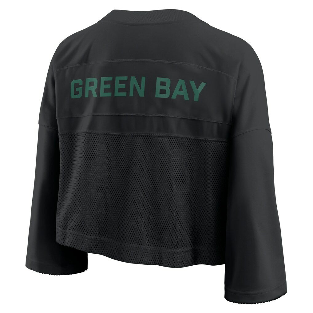 Green Bay Packers Women's Primetime Cropped Mesh Dri-FIT Fashion Jersey - Black Jerseys