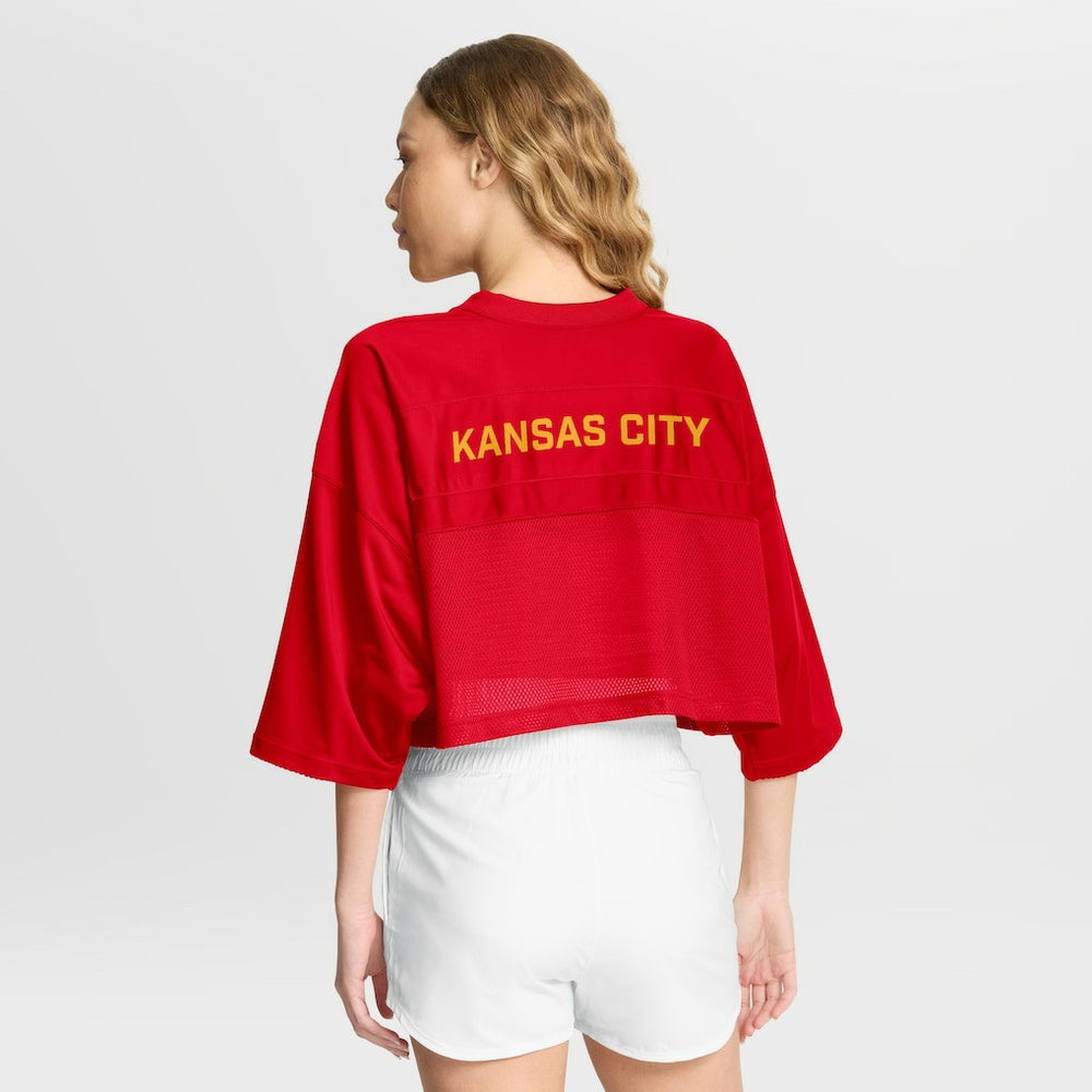 Kansas City Chiefs Women's Primetime Cropped Mesh Dri-FIT Fashion Jersey - Red Jerseys
