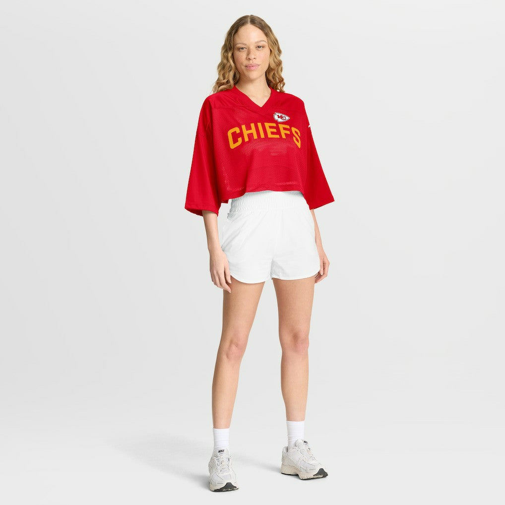 Kansas City Chiefs Women's Primetime Cropped Mesh Dri-FIT Fashion Jersey - Red Jerseys