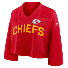 Kansas City Chiefs Women's Primetime Cropped Mesh Dri-FIT Fashion Jersey - Red Jerseys