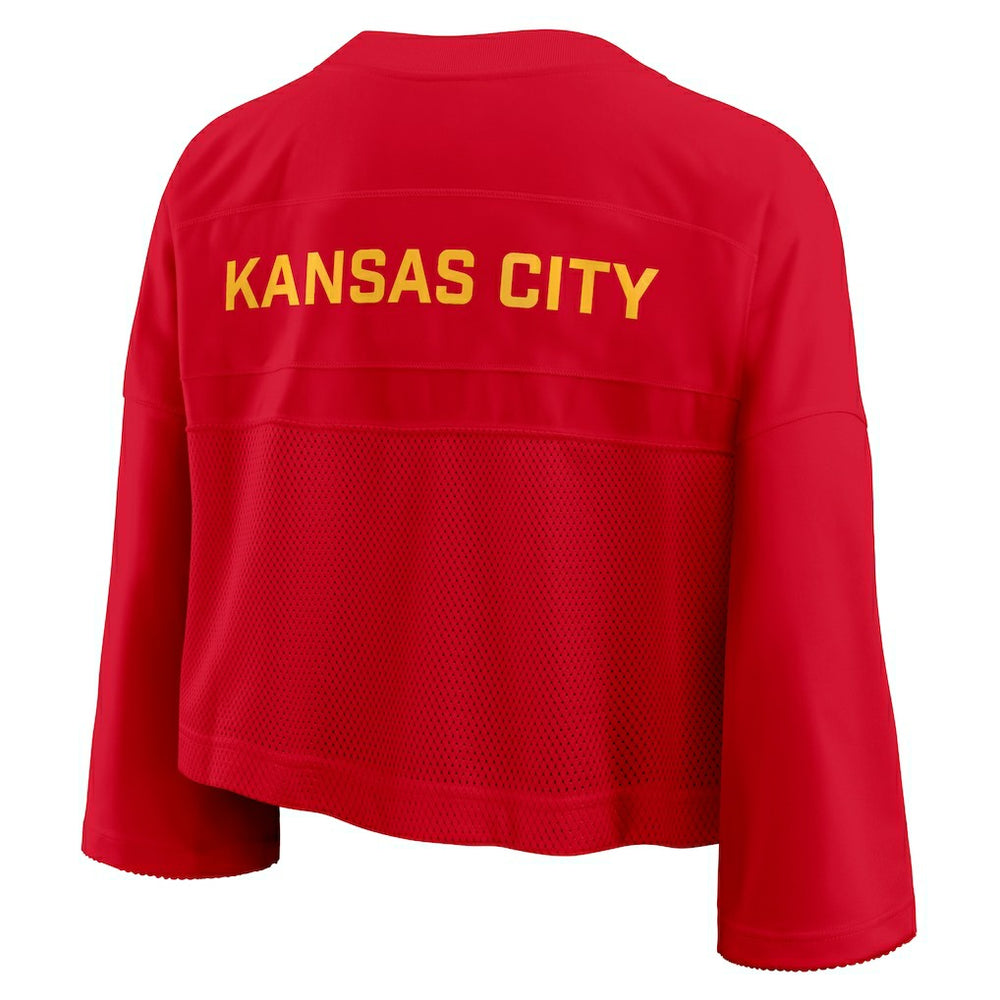 Kansas City Chiefs Women's Primetime Cropped Mesh Dri-FIT Fashion Jersey - Red Jerseys