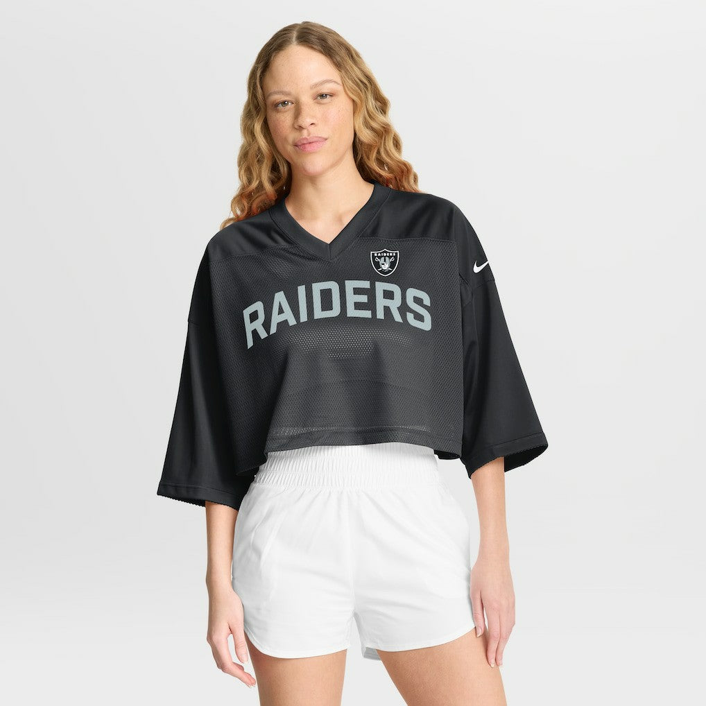 Las Vegas Raiders Women's Primetime Cropped Mesh Dri-FIT Fashion Jersey - Black Jerseys