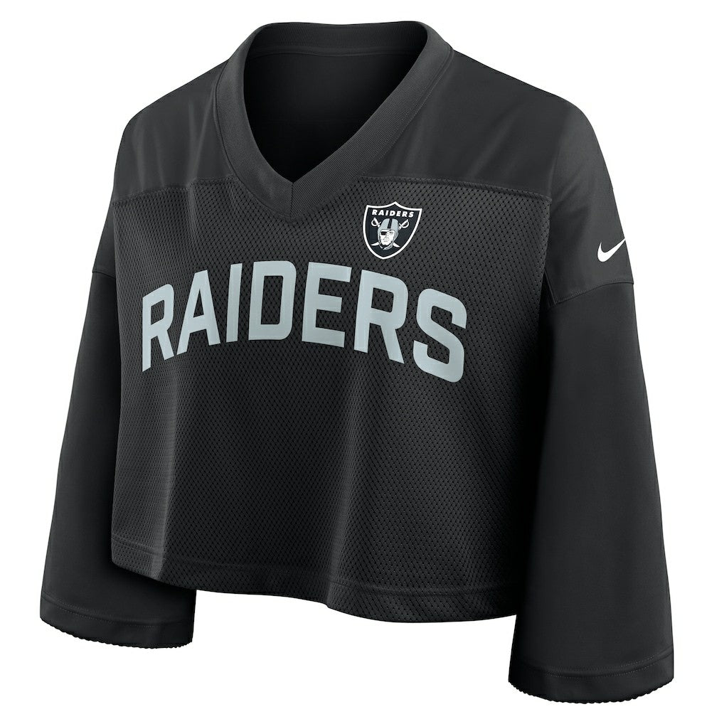Las Vegas Raiders Women's Primetime Cropped Mesh Dri-FIT Fashion Jersey - Black Jerseys