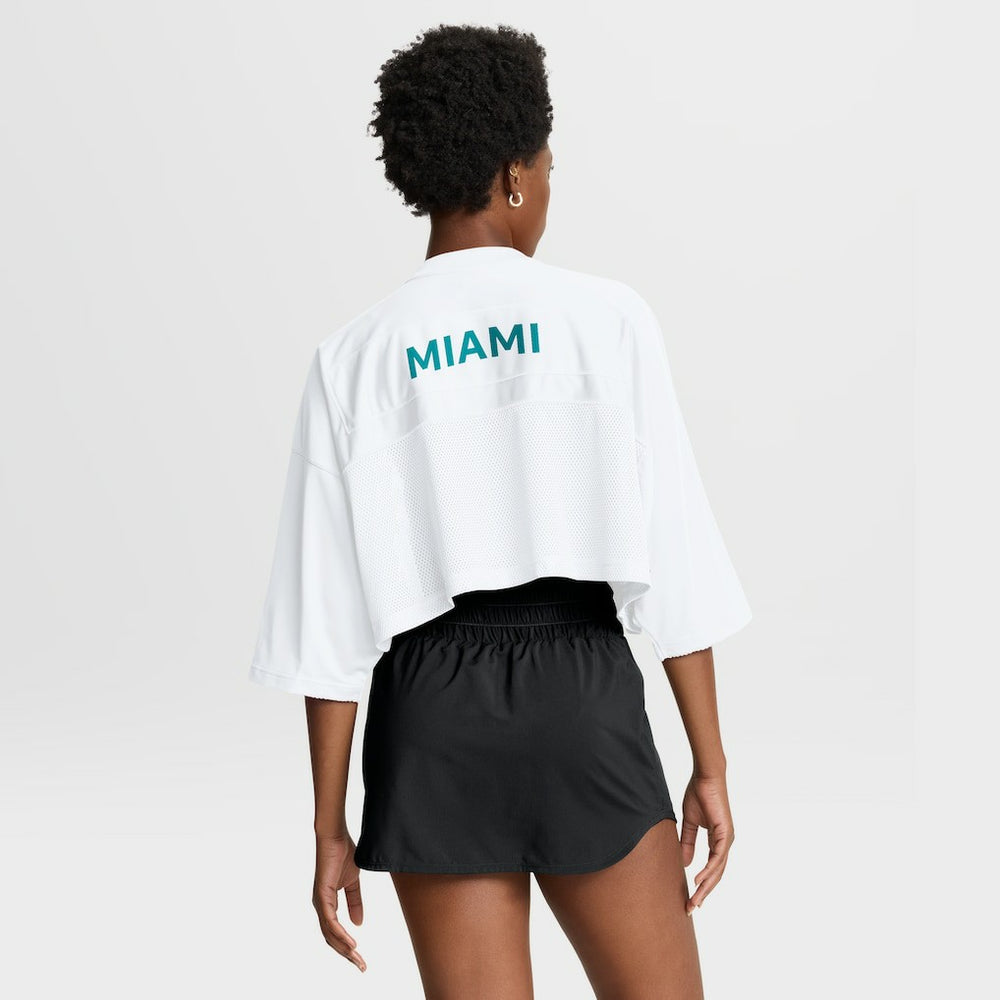 Miami Dolphins Women's Primetime Cropped Mesh Dri-FIT Fashion Jersey - White Jerseys