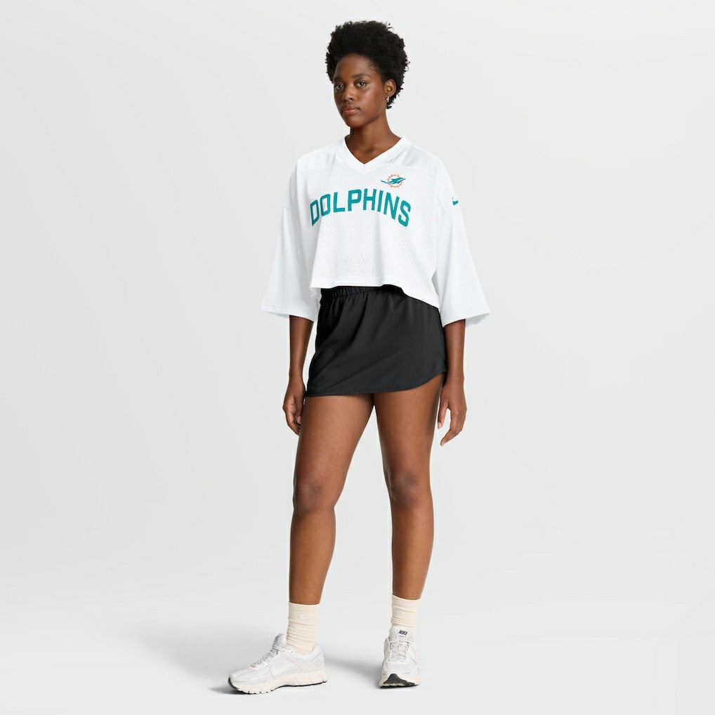 Miami Dolphins Women's Primetime Cropped Mesh Dri-FIT Fashion Jersey - White Jerseys