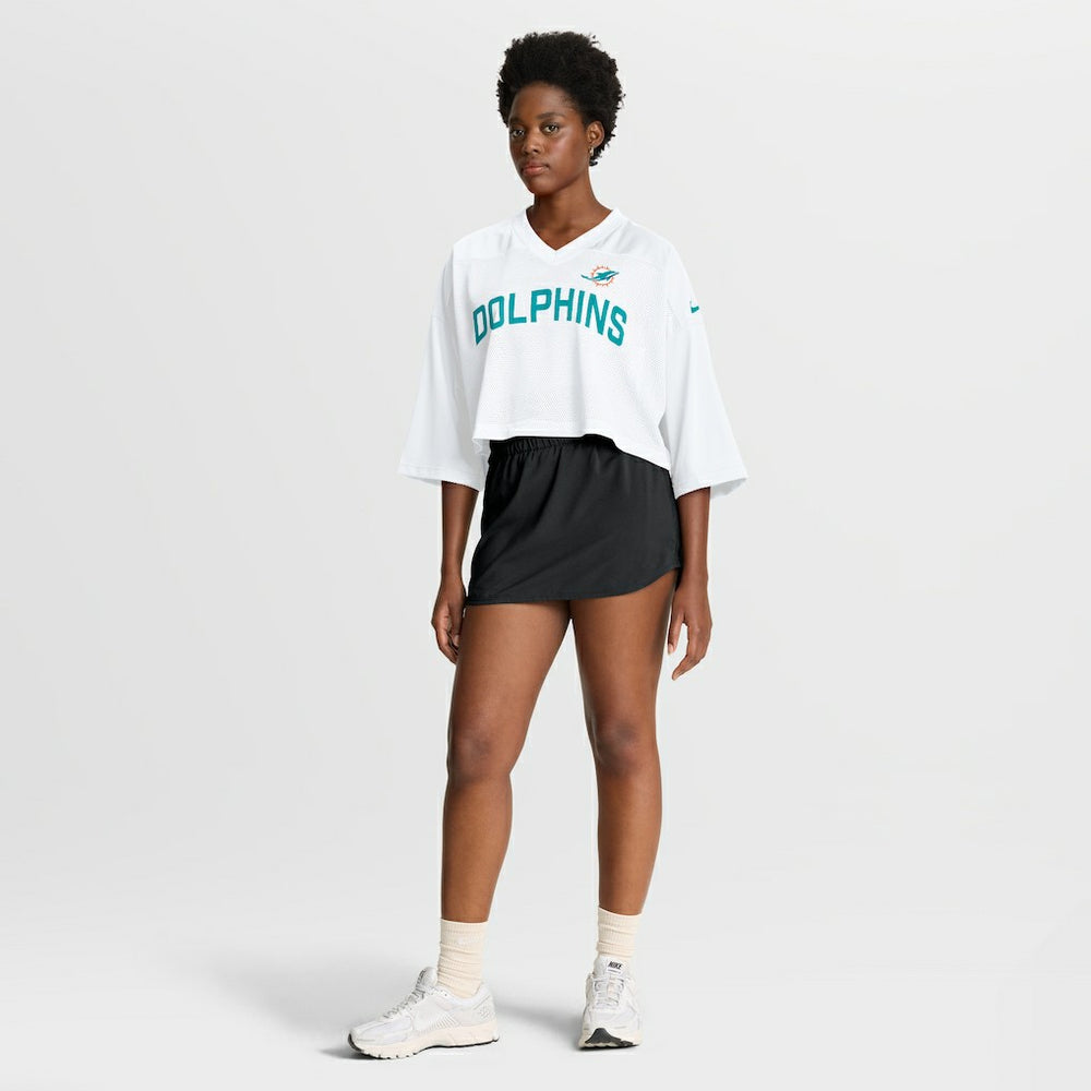 Miami Dolphins Women's Primetime Cropped Mesh Dri-FIT Fashion Jersey - White Jerseys
