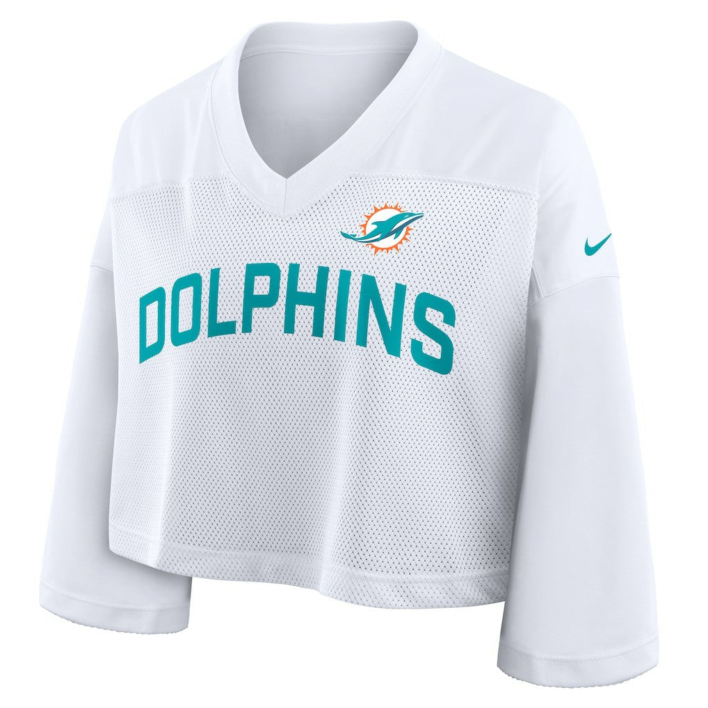 Miami Dolphins Women's Primetime Cropped Mesh Dri-FIT Fashion Jersey - White Jerseys