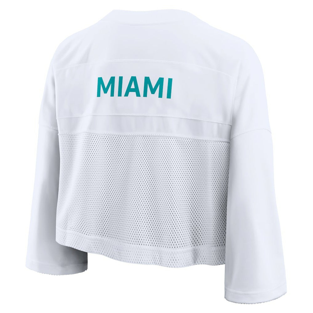 Miami Dolphins Women's Primetime Cropped Mesh Dri-FIT Fashion Jersey - White Jerseys