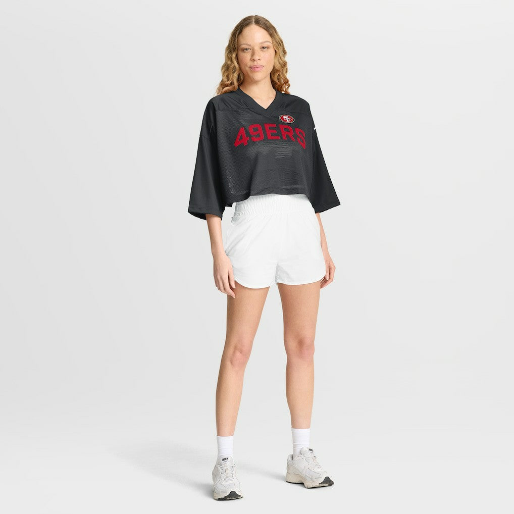 San Francisco 49ers Women's Primetime Cropped Mesh Dri-FIT Fashion Jersey - Black Jerseys