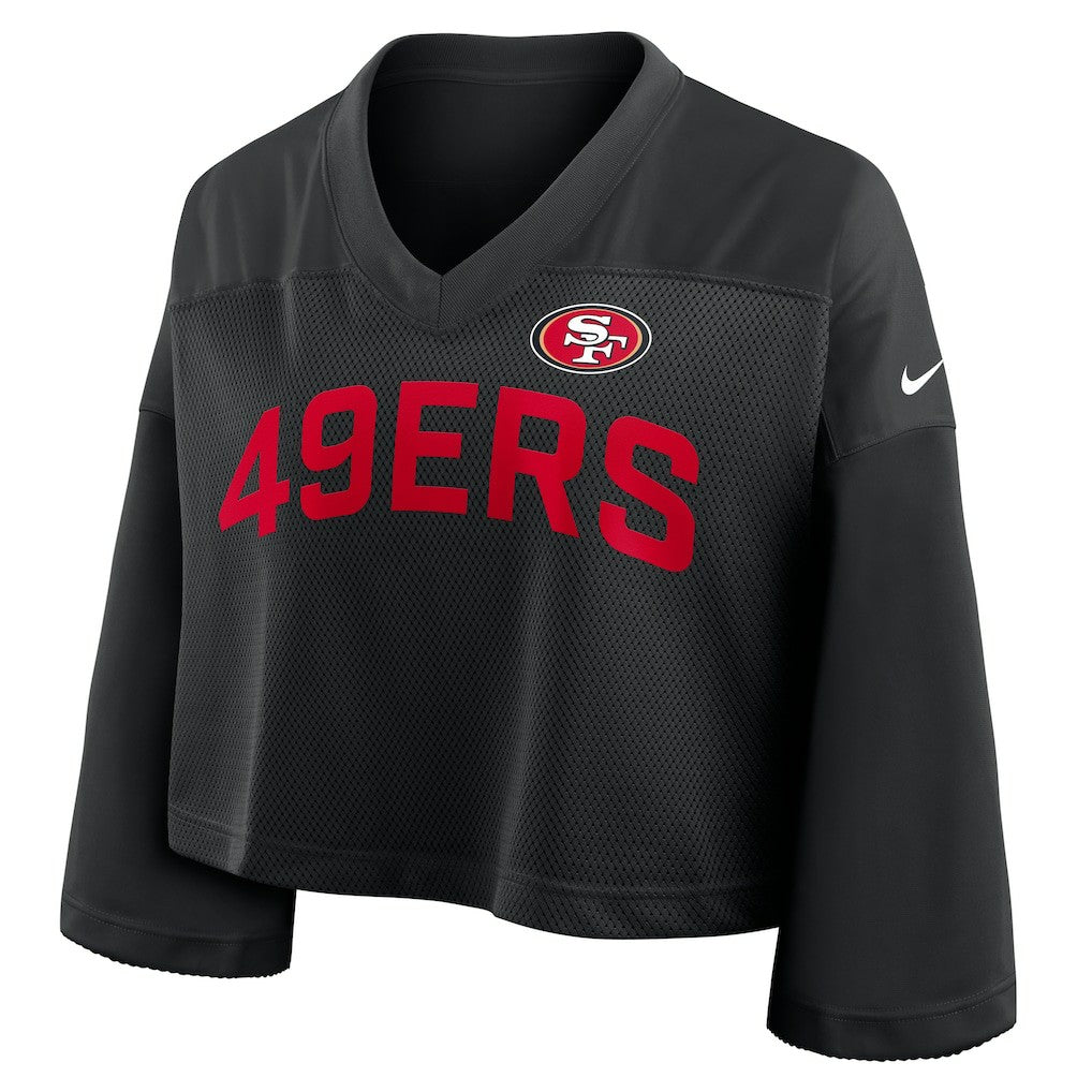 San Francisco 49ers Women's Primetime Cropped Mesh Dri-FIT Fashion Jersey - Black Jerseys
