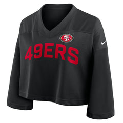San Francisco 49ers Women's Primetime Cropped Mesh Dri-FIT Fashion Jersey - Black Jerseys
