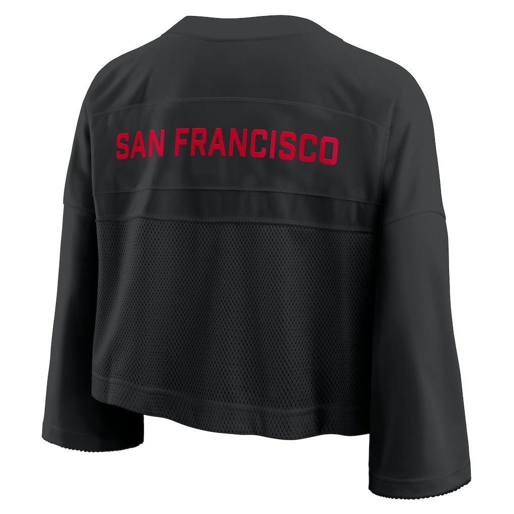 San Francisco 49ers Women's Primetime Cropped Mesh Dri-FIT Fashion Jersey - Black Jerseys