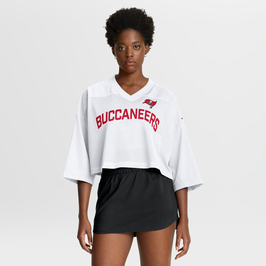 Tampa Bay Buccaneers Women's Primetime Cropped Mesh Dri-FIT Fashion Jersey - White Jerseys