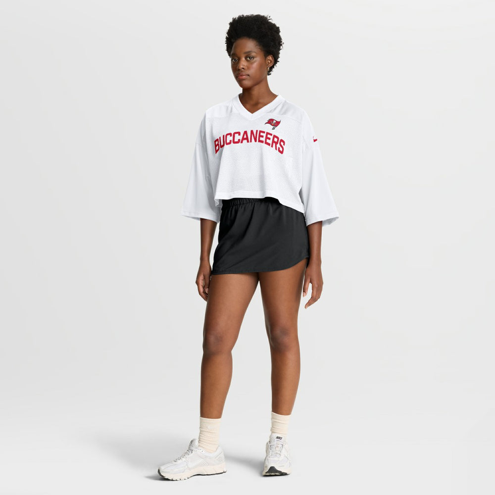 Tampa Bay Buccaneers Women's Primetime Cropped Mesh Dri-FIT Fashion Jersey - White Jerseys