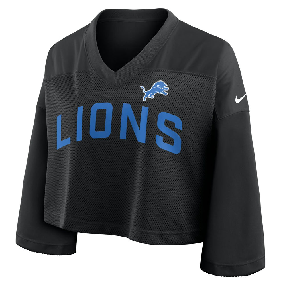 Detroit Lions Women's Primetime Cropped Mesh Dri-FIT Fashion Jersey - Black Jerseys