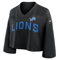 Detroit Lions Women's Primetime Cropped Mesh Dri-FIT Fashion Jersey - Black Jerseys