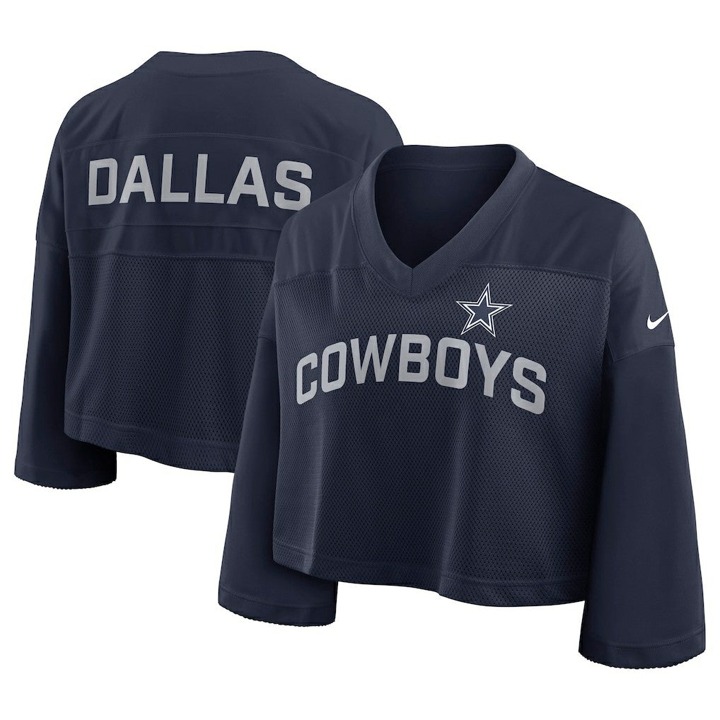 Dallas Cowboys Women's Primetime Cropped Mesh Dri-FIT Fashion Jersey - Navy Jerseys