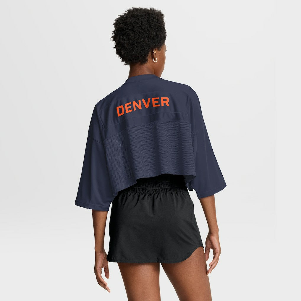 Denver Broncos Women's Primetime Cropped Mesh Dri-FIT Fashion Jersey - Navy Jerseys