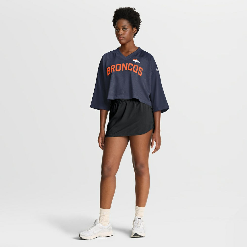 Denver Broncos Women's Primetime Cropped Mesh Dri-FIT Fashion Jersey - Navy Jerseys